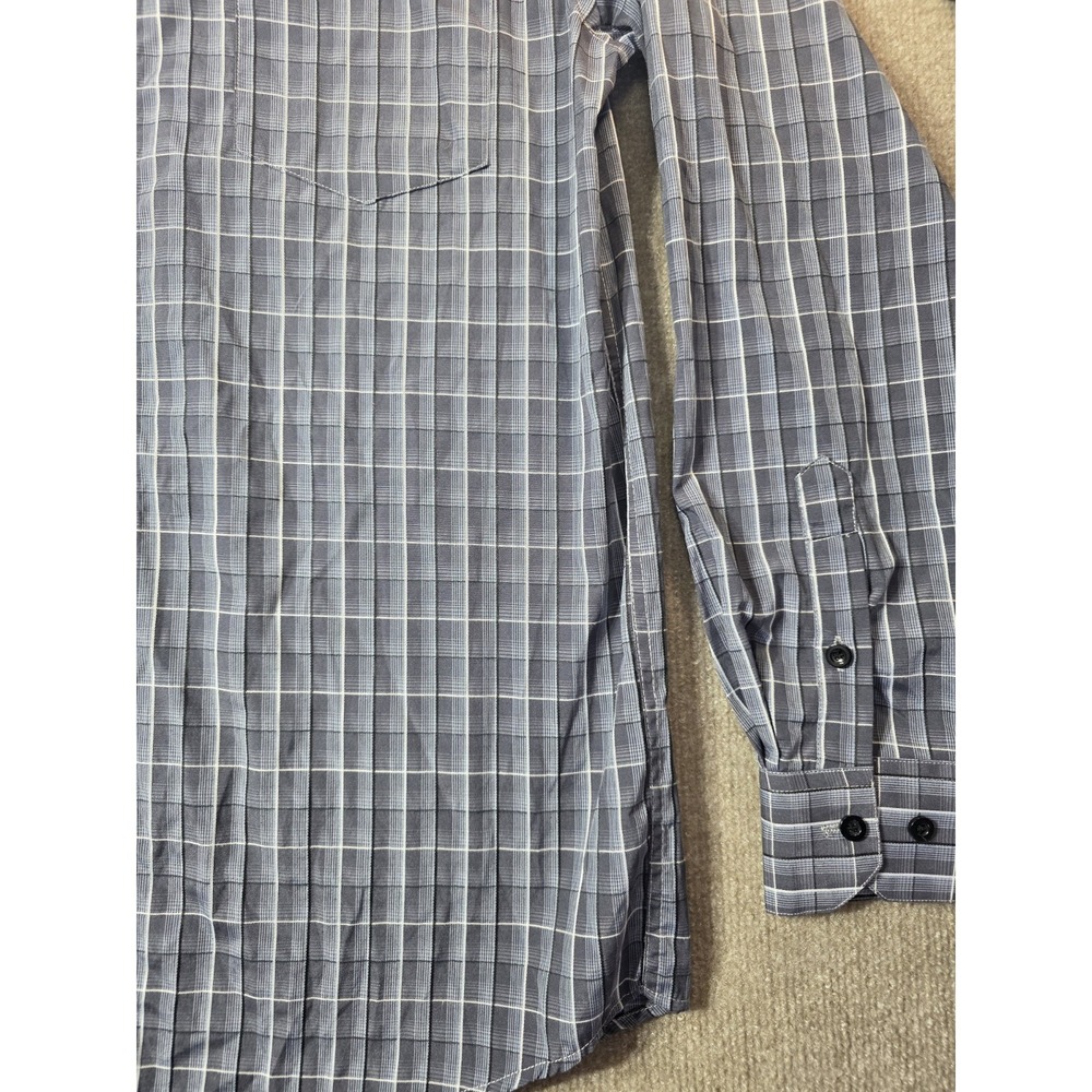 Black Trail Outfitter Men's Medium Gray Plaid Long Sleeve Button Down Shirt - Picture 4 of 13